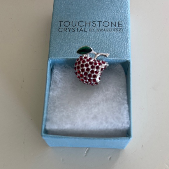 Touchstone Crystal Sparkling Red Apple Brooch - Picture 1 of 3